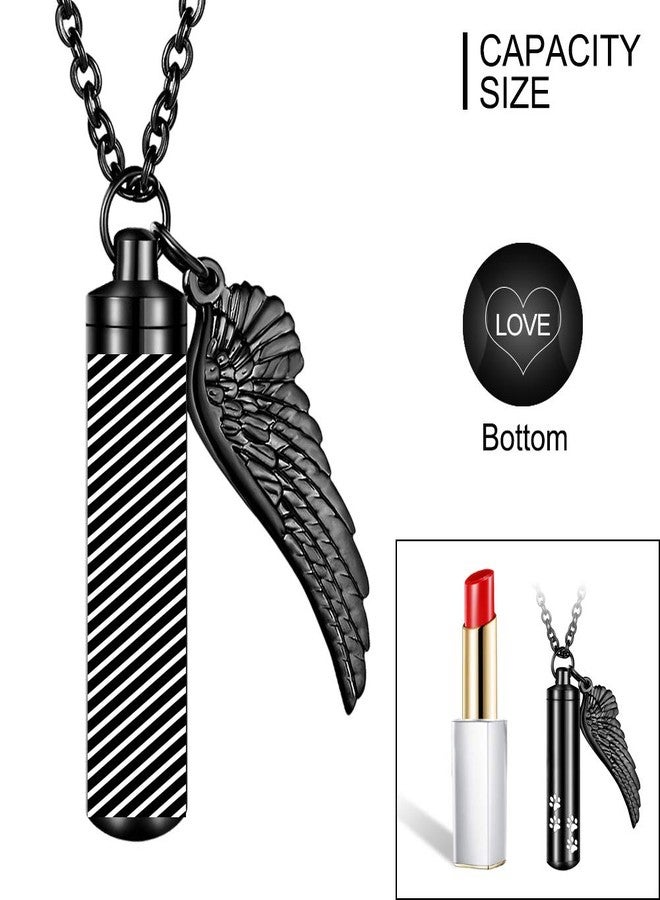 abooxiu Cylinder Cremation Urn Necklace with Angel Wing Pet Paw Ashes Keepsake Jewelry - Image 3